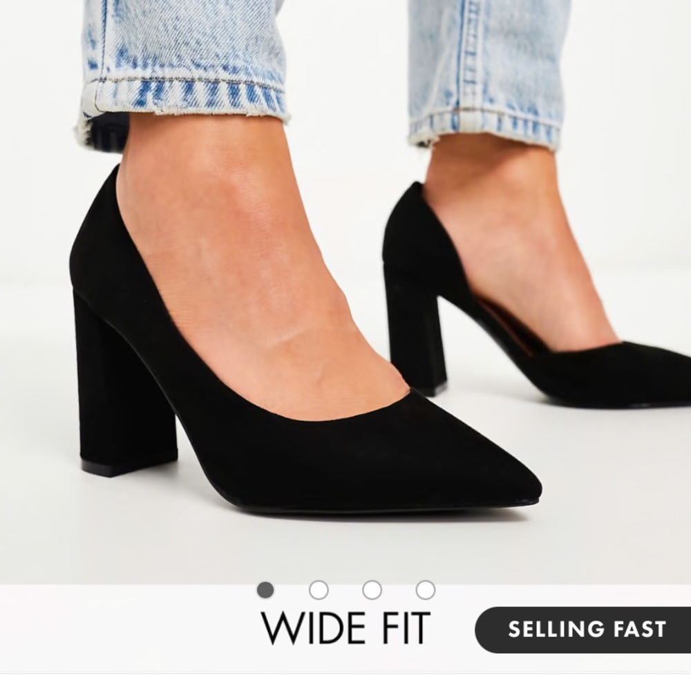 ASOS Winston d’Orsay black suede heels